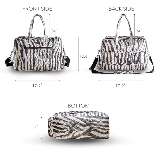 imageMaison d Hermine Weekend Bag Cotton Quilted Duffel Overnight Luggage Weekender Gym Bag for Gifts Travel Men Women Business Travellers Family Trip Bonobo  Blue18  Zebra