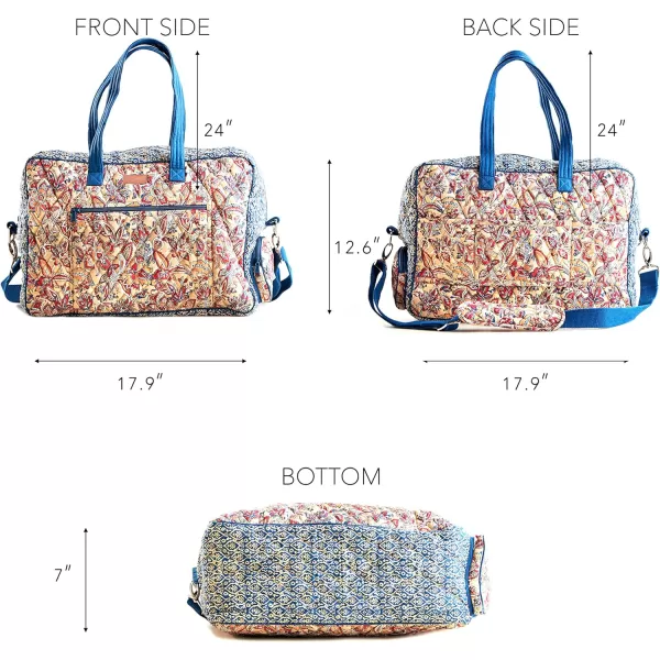imageMaison d Hermine Weekend Bag Cotton Quilted Duffel Overnight Luggage Weekender Gym Bag for Gifts Travel Men Women Business Travellers Family Trip Bonobo  Blue37  Kerala  Blue