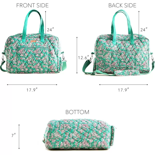 imageMaison d Hermine Weekend Bag Cotton Quilted Duffel Overnight Luggage Weekender Gym Bag for Gifts Travel Men Women Business Travellers Family Trip Bonobo  Blue34  Surya  Green