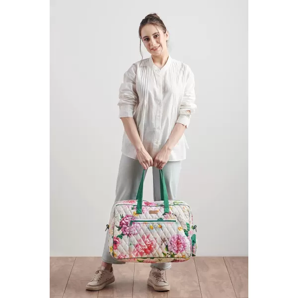 imageMaison d Hermine Weekend Bag Cotton Quilted Duffel Overnight Luggage Weekender Gym Bag for Gifts Travel Men Women Business Travellers Family Trip Bonobo  Blue33  Pivoine