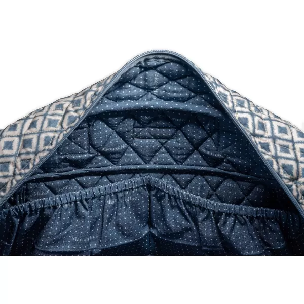 imageMaison d Hermine Weekend Bag Cotton Quilted Duffel Overnight Luggage Weekender Gym Bag for Gifts Travel Men Women Business Travellers Family Trip Bonobo  Blue11  Ikat