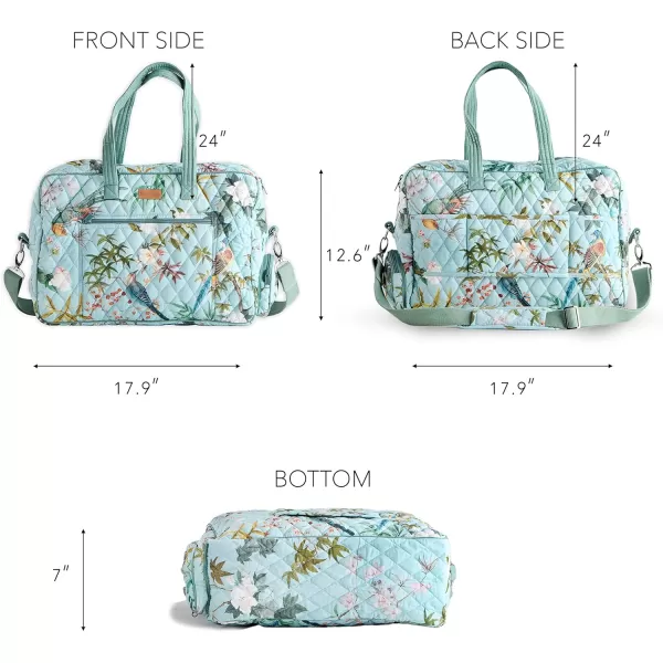 imageMaison d Hermine Weekend Bag Cotton Quilted Duffel Overnight Luggage Weekender Gym Bag for Gifts Travel Men Women Business Travellers Family Trip Bonobo  Blue29  Hokuzai  Green