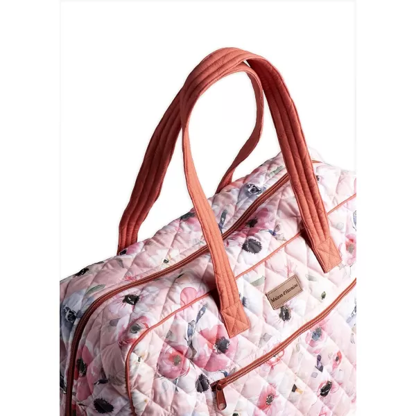 imageMaison d Hermine Weekend Bag Cotton Quilted Duffel Overnight Luggage Weekender Gym Bag for Gifts Travel Men Women Business Travellers Family Trip Bonobo  Blue28  Pale Garden  Romantic Poppy