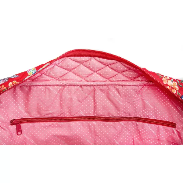 imageMaison d Hermine Weekend Bag Cotton Quilted Duffel Overnight Luggage Weekender Gym Bag for Gifts Travel Men Women Business Travellers Family Trip Bonobo  Blue38  Happy Florals  Red