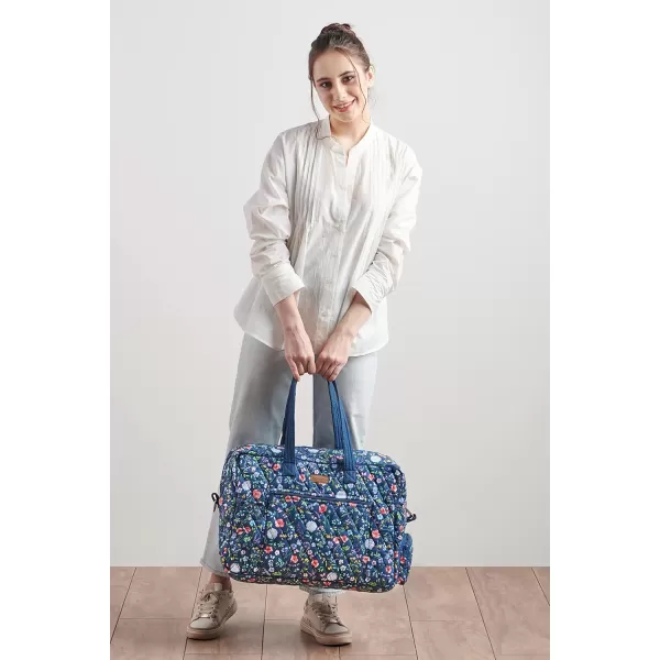 imageMaison d Hermine Weekend Bag Cotton Quilted Duffel Overnight Luggage Weekender Gym Bag for Gifts Travel Men Women Business Travellers Family Trip Bonobo  Blue17  Just Floral