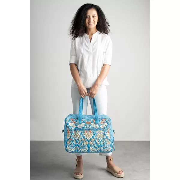 imageMaison d Hermine Weekend Bag Cotton Quilted Duffel Overnight Luggage Weekender Gym Bag for Gifts Travel Men Women Business Travellers Family Trip Bonobo  Blue44  Marquise  Blue