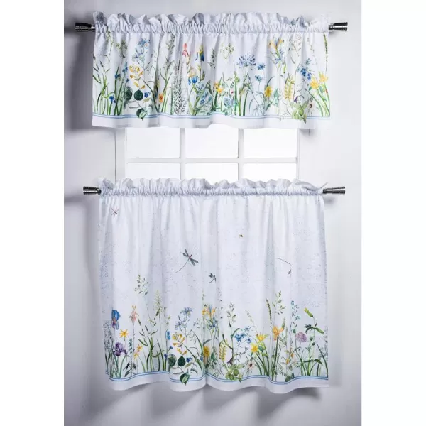 imageMaison d Hermine 100 Cotton Curtain Colmar Set of 3 Window Curtains for Caf Bedrooms Home with a Rod Pocket and Loop for Easy Hanging 2 Tiers 28quotx36quot and 1 Valance 56quotx18quot1  Fleurs De Mai