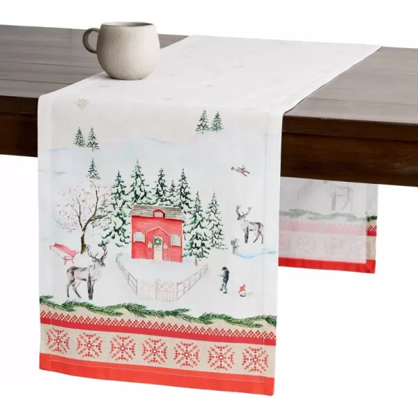 imageMaison d Hermine Sofia 100 Cotton Table Runner Tabletop Cover for Home Kitchen Dining Dcor Cocktail Parties Family Dinners Wedding ThanksgivingChristmas Double Layer 1450quotx108quotRural Xmas
