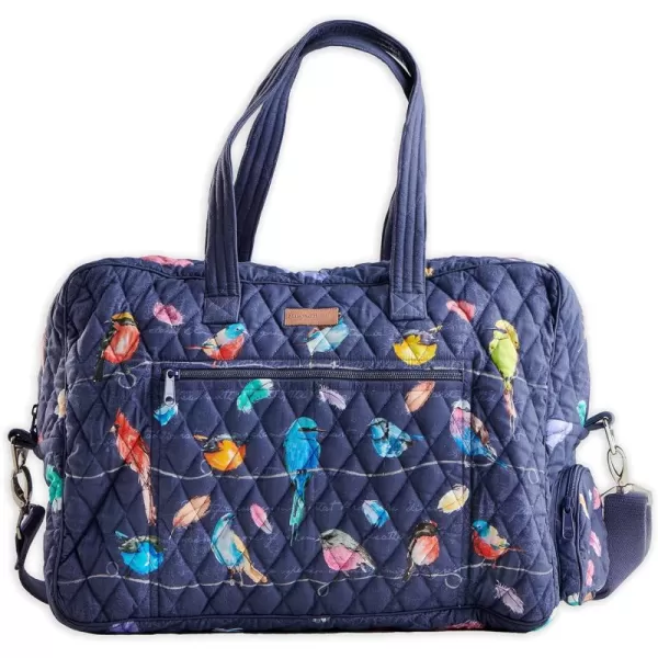 imageMaison d Hermine Weekend Bag Cotton Quilted Duffel Overnight Luggage Weekender Gym Bag for Gifts Travel Men Women Business Travellers Family Trip Bonobo  Blue30  Birdies on Wire