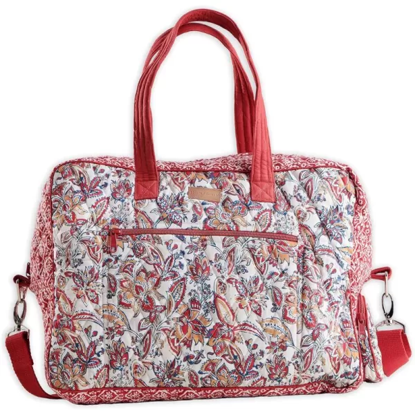imageMaison d Hermine Weekend Bag Cotton Quilted Duffel Overnight Luggage Weekender Gym Bag for Gifts Travel Men Women Business Travellers Family Trip Bonobo  Blue41  Kerala  Red
