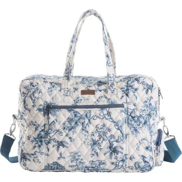 imageMaison d Hermine Weekend Bag Cotton Quilted Duffel Overnight Luggage Weekender Gym Bag for Gifts Travel Men Women Business Travellers Family Trip Bonobo  Blue1  Bonobo  Blue