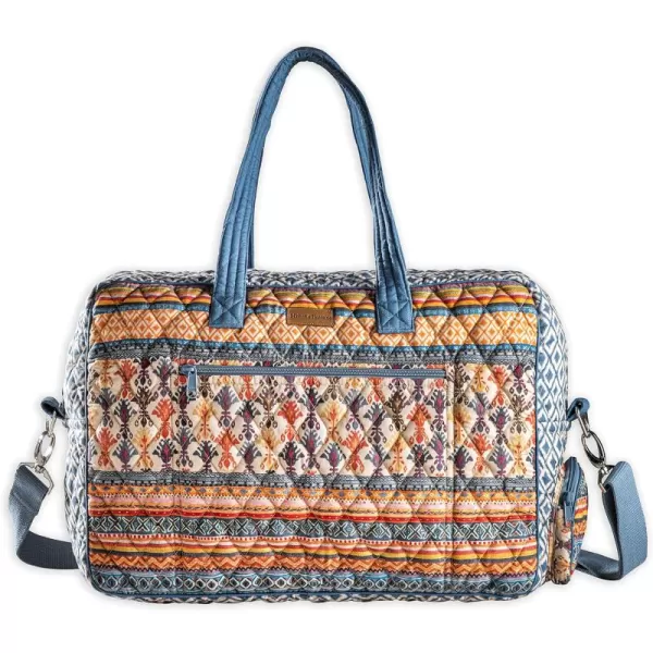 imageMaison d Hermine Weekend Bag Cotton Quilted Duffel Overnight Luggage Weekender Gym Bag for Gifts Travel Men Women Business Travellers Family Trip Bonobo  Blue11  Ikat