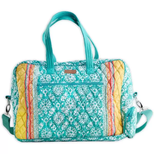 imageMaison d Hermine Weekend Bag Cotton Quilted Duffel Overnight Luggage Weekender Gym Bag for Gifts Travel Men Women Business Travellers Family Trip Bonobo  Blue35  Katmandou  Turquoise