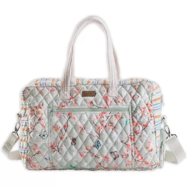 imageMaison d Hermine Weekend Bag Cotton Quilted Duffel Overnight Luggage Weekender Gym Bag for Gifts Travel Men Women Business Travellers Family Trip Bonobo  Blue12  Blossoms in Spring