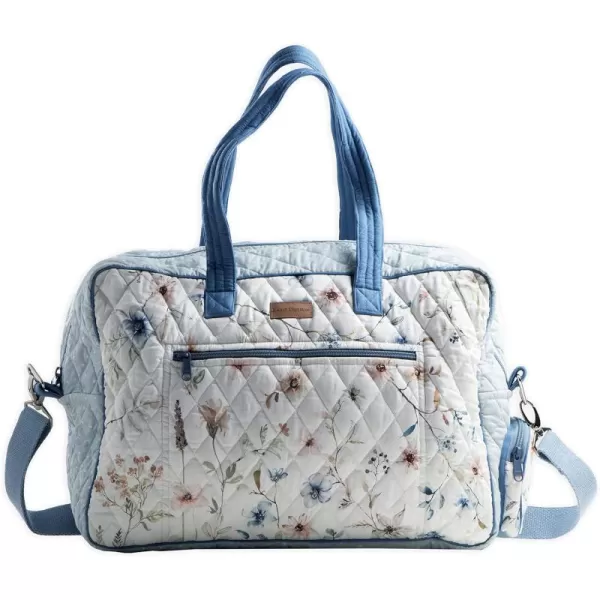 imageMaison d Hermine Weekend Bag Cotton Quilted Duffel Overnight Luggage Weekender Gym Bag for Gifts Travel Men Women Business Travellers Family Trip Bonobo  Blue26  Ice Florals