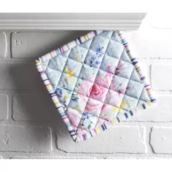 imageMaison d Hermine Hotpads 100 Cotton Pot Holder 8quotx8quot with Loop Set of 2 Heat Resistant Kitchen Pot Holders Baking Grilling Barbeque Handling Hot Pans Agrume  SpringSummer22  Sweet Rose Lavender  Lush