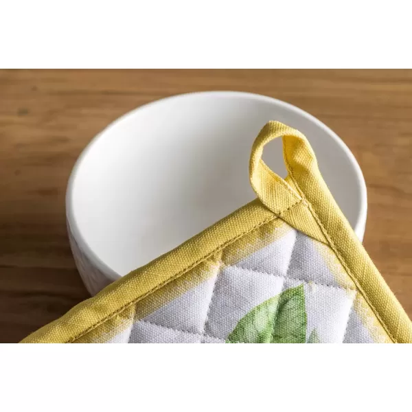 imageMaison d Hermine Hotpads 100 Cotton Pot Holder 8quotx8quot with Loop Set of 2 Heat Resistant Kitchen Pot Holders Baking Grilling Barbeque Handling Hot Pans Agrume  SpringSummer3  Limoncello