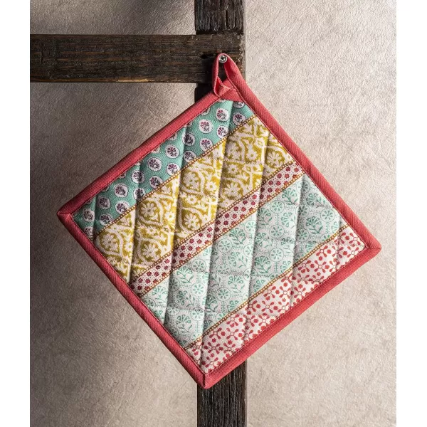 imageMaison d Hermine Hotpads 100 Cotton Pot Holder 8quotx8quot with Loop Set of 2 Heat Resistant Kitchen Pot Holders Baking Grilling Barbeque Handling Hot Pans Agrume  SpringSummer13  Provence
