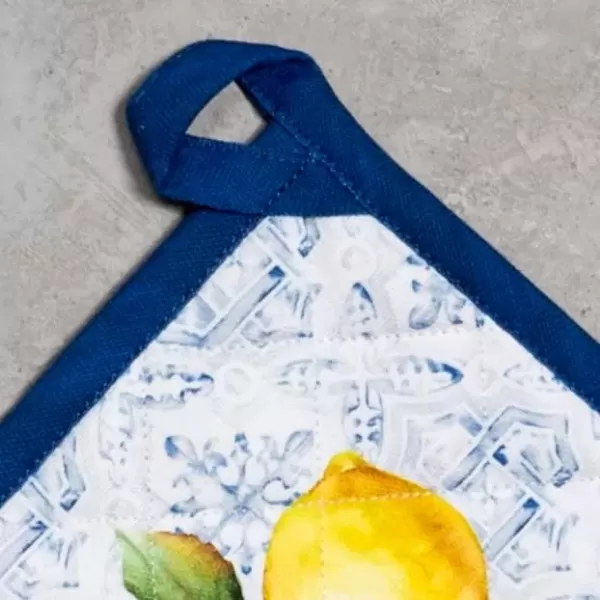 imageMaison d Hermine Hotpads 100 Cotton Pot Holder 8quotx8quot with Loop Set of 2 Heat Resistant Kitchen Pot Holders Baking Grilling Barbeque Handling Hot Pans Agrume  SpringSummerCitrus