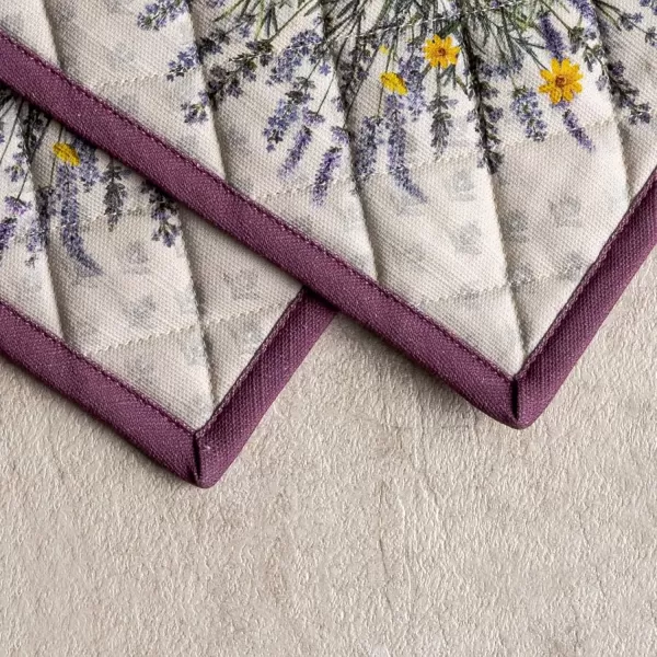 imageMaison d Hermine Hotpads 100 Cotton Pot Holder 8quotx8quot with Loop Set of 2 Heat Resistant Kitchen Pot Holders Baking Grilling Barbeque Handling Hot Pans Agrume  SpringSummer15  Fanny Lavender