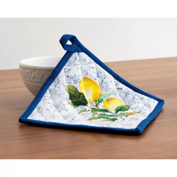 imageMaison d Hermine Hotpads 100 Cotton Pot Holder 8quotx8quot with Loop Set of 2 Heat Resistant Kitchen Pot Holders Baking Grilling Barbeque Handling Hot Pans Agrume  SpringSummerCitrus