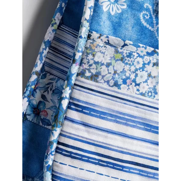 imageMaison d Hermine Double Oven Gloves 100 Cotton Double Oven Mitt Heat Resistant BBQ Cooking Gloves with Loop Grilling Handling Hot Pans Colmar  SpringSummer 7quotx35quot19  Summer Blues