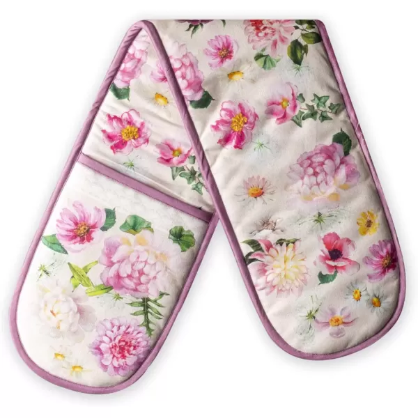 imageMaison d Hermine Double Oven Gloves 100 Cotton Double Oven Mitt Heat Resistant BBQ Cooking Gloves with Loop Grilling Handling Hot Pans Colmar  SpringSummer 7quotx35quot40  Pivoine