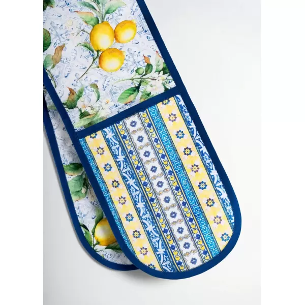 imageMaison d Hermine Double Oven Gloves 100 Cotton Double Oven Mitt Heat Resistant BBQ Cooking Gloves with Loop Grilling Handling Hot Pans Colmar  SpringSummer 7quotx35quotCitrus