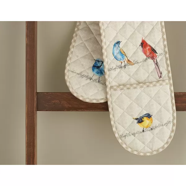 imageMaison d Hermine Double Oven Gloves 100 Cotton Double Oven Mitt Heat Resistant BBQ Cooking Gloves with Loop Grilling Handling Hot Pans Colmar  SpringSummer 7quotx35quot1  Birdies on Wire