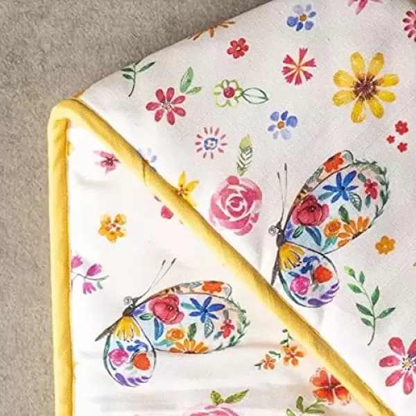 imageMaison d Hermine Double Oven Gloves 100 Cotton Double Oven Mitt Heat Resistant BBQ Cooking Gloves with Loop Grilling Handling Hot Pans Colmar  SpringSummer 7quotx35quot41  Happy Florals  Sweety