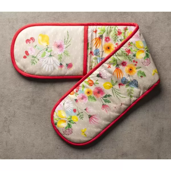 imageMaison d Hermine Double Oven Gloves 100 Cotton Double Oven Mitt Heat Resistant BBQ Cooking Gloves with Loop Grilling Handling Hot Pans Colmar  SpringSummer 7quotx35quot21  Jardin Dete  Fog