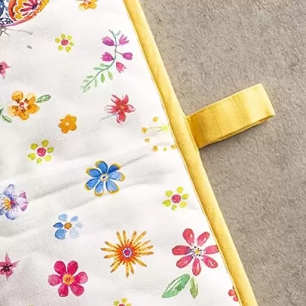 imageMaison d Hermine Double Oven Gloves 100 Cotton Double Oven Mitt Heat Resistant BBQ Cooking Gloves with Loop Grilling Handling Hot Pans Colmar  SpringSummer 7quotx35quot41  Happy Florals  Sweety