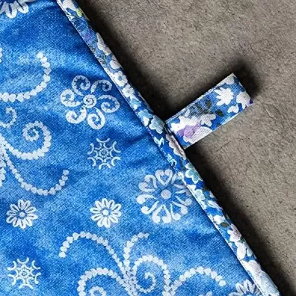 imageMaison d Hermine Double Oven Gloves 100 Cotton Double Oven Mitt Heat Resistant BBQ Cooking Gloves with Loop Grilling Handling Hot Pans Colmar  SpringSummer 7quotx35quot19  Summer Blues