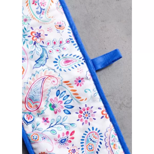 imageMaison d Hermine Double Oven Gloves 100 Cotton Double Oven Mitt Heat Resistant BBQ Cooking Gloves with Loop Grilling Handling Hot Pans Colmar  SpringSummer 7quotx35quot48  Indian Floral