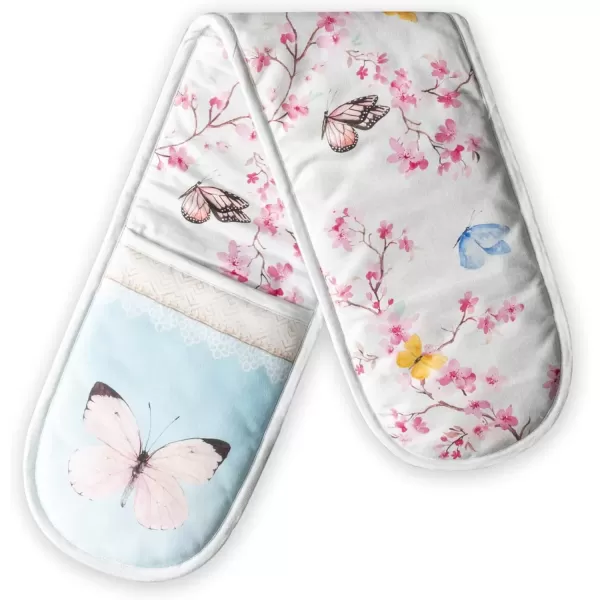 imageMaison d Hermine Double Oven Gloves 100 Cotton Double Oven Mitt Heat Resistant BBQ Cooking Gloves with Loop Grilling Handling Hot Pans Colmar  SpringSummer 7quotx35quot17  Blossoms in Spring
