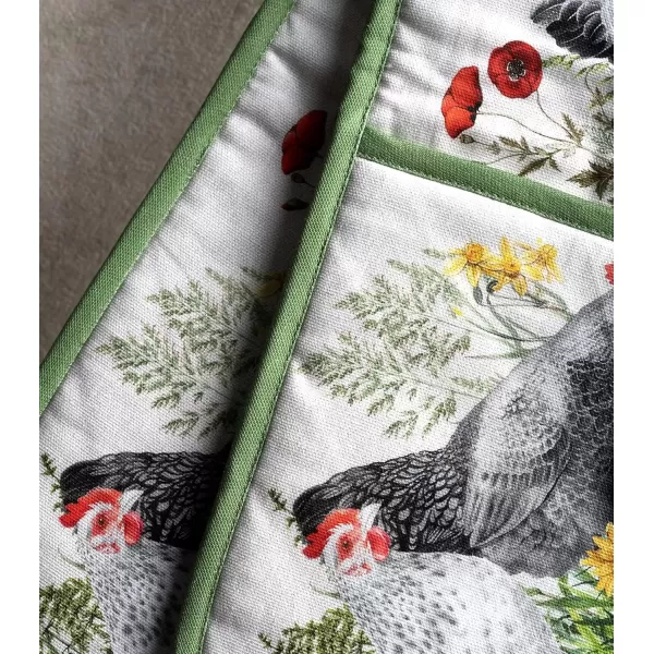 imageMaison d Hermine Double Oven Gloves 100 Cotton Double Oven Mitt Heat Resistant BBQ Cooking Gloves with Loop Grilling Handling Hot Pans Colmar  SpringSummer 7quotx35quot18  Basse Cour