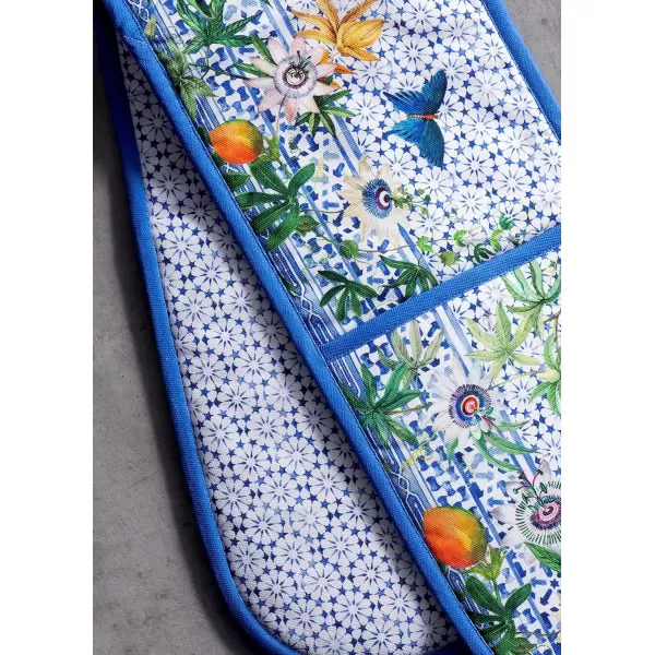 imageMaison d Hermine Double Oven Gloves 100 Cotton Double Oven Mitt Heat Resistant BBQ Cooking Gloves with Loop Grilling Handling Hot Pans Colmar  SpringSummer 7quotx35quot33  Passiflora
