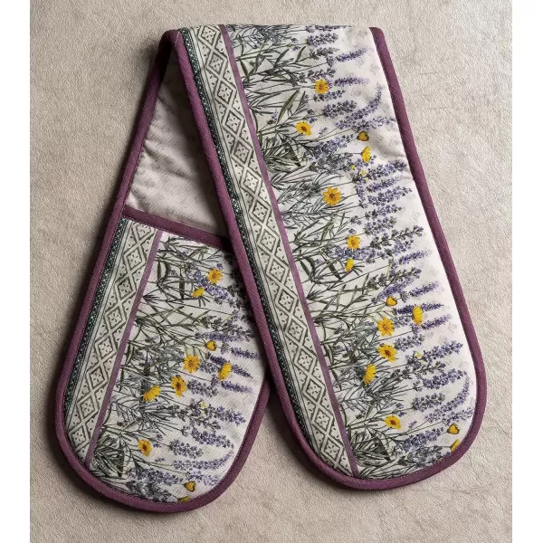 imageMaison d Hermine Double Oven Gloves 100 Cotton Double Oven Mitt Heat Resistant BBQ Cooking Gloves with Loop Grilling Handling Hot Pans Colmar  SpringSummer 7quotx35quot15  Fanny Lavender