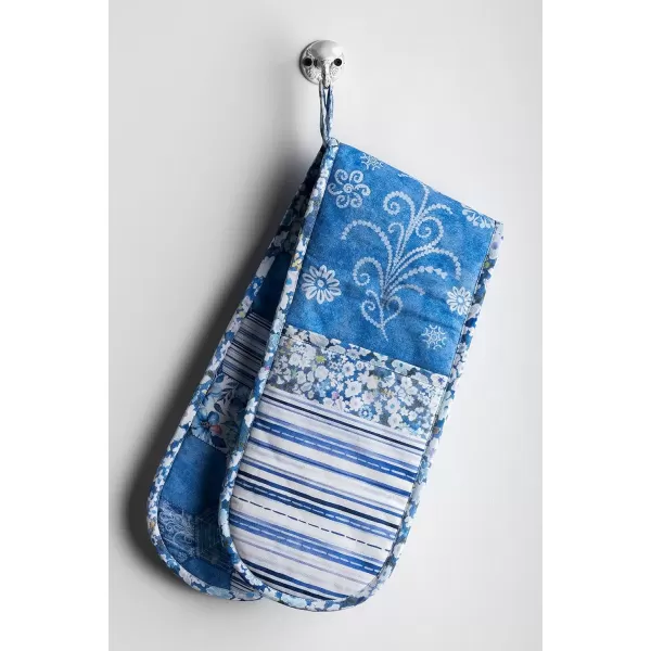 imageMaison d Hermine Double Oven Gloves 100 Cotton Double Oven Mitt Heat Resistant BBQ Cooking Gloves with Loop Grilling Handling Hot Pans Colmar  SpringSummer 7quotx35quot19  Summer Blues