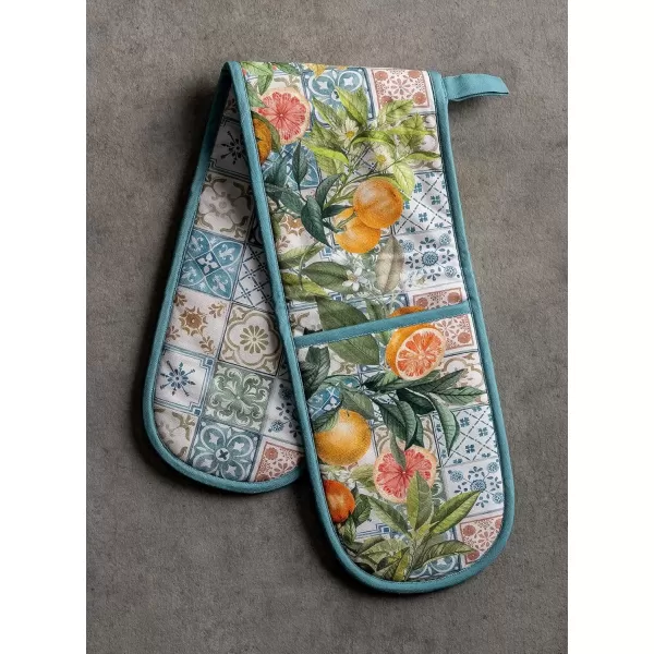 imageMaison d Hermine Double Oven Gloves 100 Cotton Double Oven Mitt Heat Resistant BBQ Cooking Gloves with Loop Grilling Handling Hot Pans Colmar  SpringSummer 7quotx35quot12  Agrume