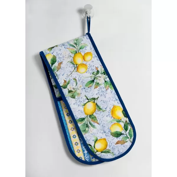 imageMaison d Hermine Double Oven Gloves 100 Cotton Double Oven Mitt Heat Resistant BBQ Cooking Gloves with Loop Grilling Handling Hot Pans Colmar  SpringSummer 7quotx35quotCitrus