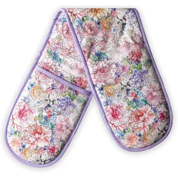 imageMaison d Hermine Double Oven Gloves 100 Cotton Double Oven Mitt Heat Resistant BBQ Cooking Gloves with Loop Grilling Handling Hot Pans Colmar  SpringSummer 7quotx35quot36  Floral Love