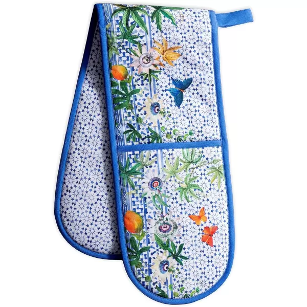 imageMaison d Hermine Double Oven Gloves 100 Cotton Double Oven Mitt Heat Resistant BBQ Cooking Gloves with Loop Grilling Handling Hot Pans Colmar  SpringSummer 7quotx35quot33  Passiflora