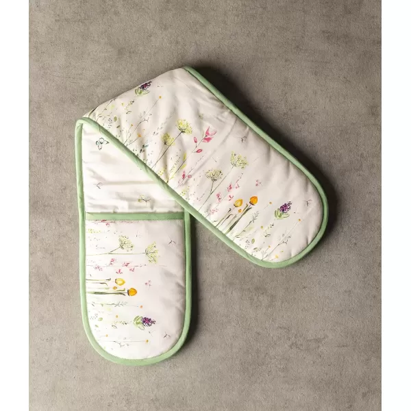 imageMaison d Hermine Double Oven Gloves 100 Cotton Double Oven Mitt Heat Resistant BBQ Cooking Gloves with Loop Grilling Handling Hot Pans Colmar  SpringSummer 7quotx35quot7  Botanical Fresh