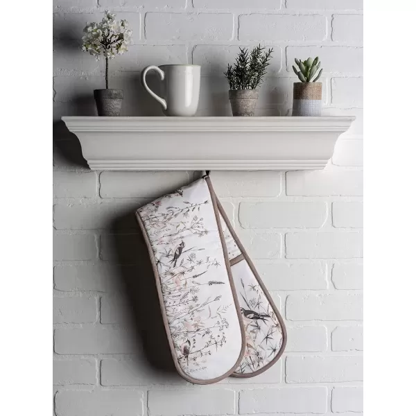 imageMaison d Hermine Double Oven Gloves 100 Cotton Double Oven Mitt Heat Resistant BBQ Cooking Gloves with Loop Grilling Handling Hot Pans Colmar  SpringSummer 7quotx35quot31  Meadow Florals  Brown