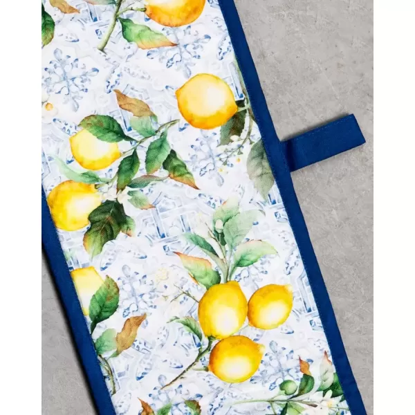 imageMaison d Hermine Double Oven Gloves 100 Cotton Double Oven Mitt Heat Resistant BBQ Cooking Gloves with Loop Grilling Handling Hot Pans Colmar  SpringSummer 7quotx35quotCitrus