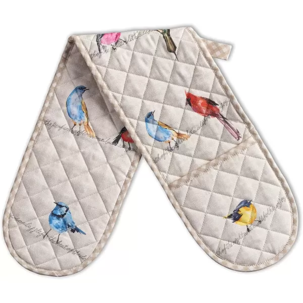 imageMaison d Hermine Double Oven Gloves 100 Cotton Double Oven Mitt Heat Resistant BBQ Cooking Gloves with Loop Grilling Handling Hot Pans Colmar  SpringSummer 7quotx35quot1  Birdies on Wire