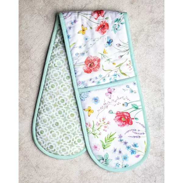 imageMaison d Hermine Double Oven Gloves 100 Cotton Double Oven Mitt Heat Resistant BBQ Cooking Gloves with Loop Grilling Handling Hot Pans Colmar  SpringSummer 7quotx35quot14  Just Floral
