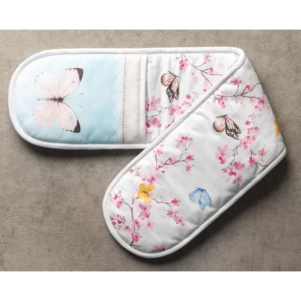 imageMaison d Hermine Double Oven Gloves 100 Cotton Double Oven Mitt Heat Resistant BBQ Cooking Gloves with Loop Grilling Handling Hot Pans Colmar  SpringSummer 7quotx35quot17  Blossoms in Spring