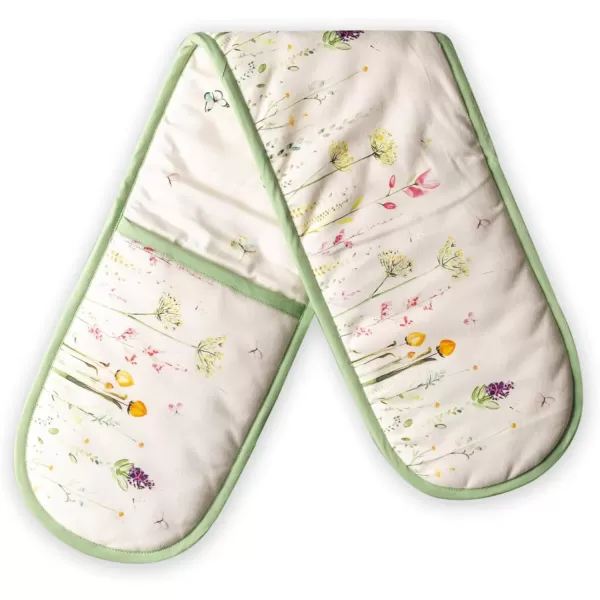 imageMaison d Hermine Double Oven Gloves 100 Cotton Double Oven Mitt Heat Resistant BBQ Cooking Gloves with Loop Grilling Handling Hot Pans Colmar  SpringSummer 7quotx35quot7  Botanical Fresh